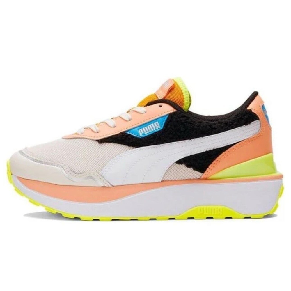 Puma Cruise Rider Play On Women's Sneakers Coral Black Neon Size 8.5